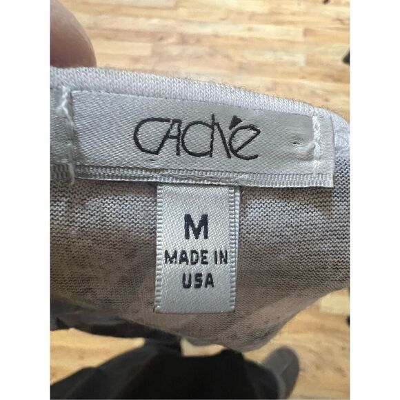 Cache Womens Medium Animal Print Top Black Tan Cold Shoulder 3/4 Sleeves Flowy - Picture 6 of 9